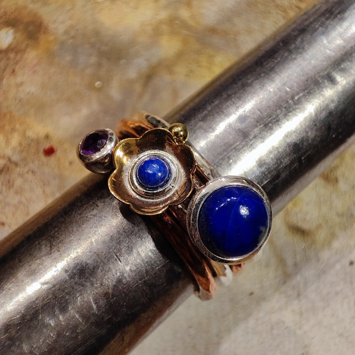 Band ring in 925 silver handcrafted RING with stone