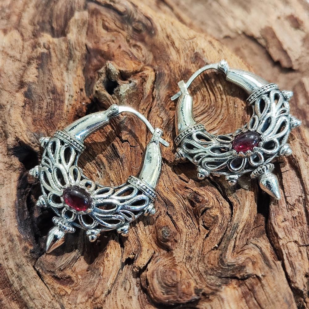 ORECCHINI cerchio in argento 925 con pietra - LALANA