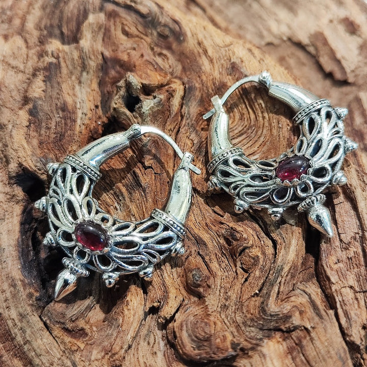 ORECCHINI cerchio in argento 925 con pietra - LALANA
