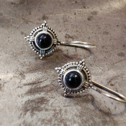 Ethnic EARRINGS with stone in 925 silver - KADOMAL