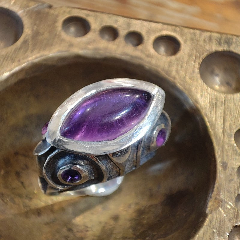 Ethnic 925 silver ring with stone - TENDU