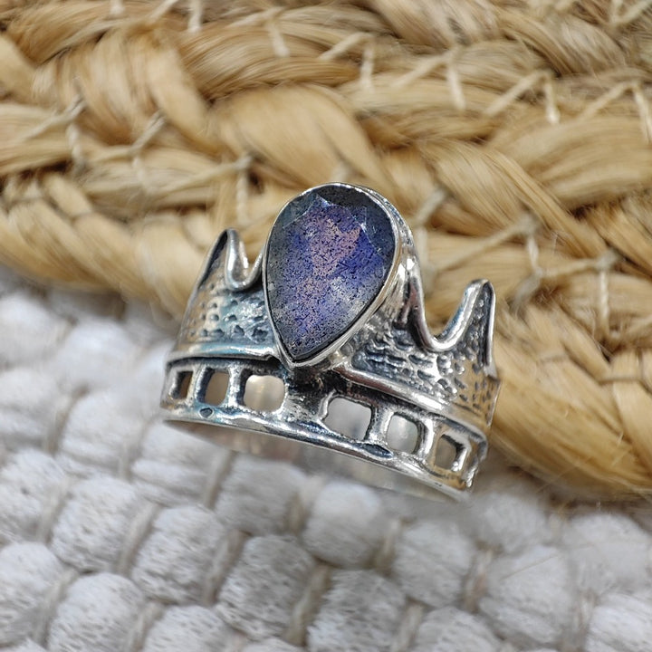 Anello a fascia con pietra in argento 925 - OHAS