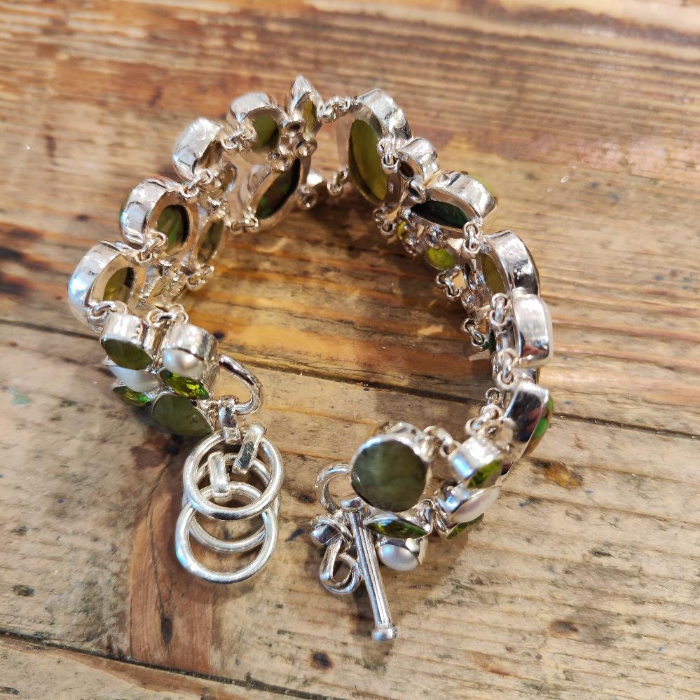 Bracciale donna argento con Prehnite - DARNISTAR