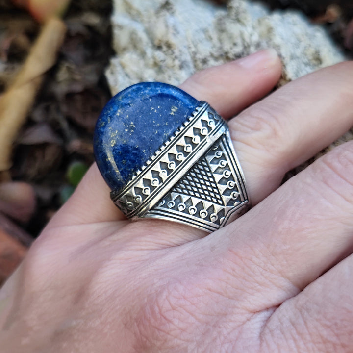 Anello etnico in argento 925 lapislazzuli - VADALPUR