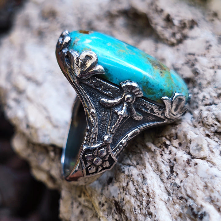 Anello etnico con pietra in argento 925 - JAKHAN