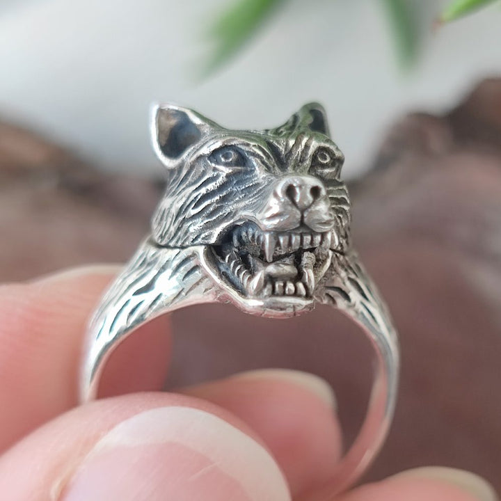 Anello in argento apribile 925 con lupo - WOLF