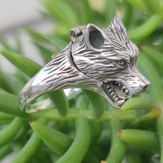 Anello in argento apribile 925 con lupo - WOLF