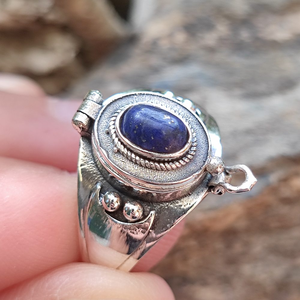 Anello veleno in argento 925 lapislazzuli - ZAHIRA