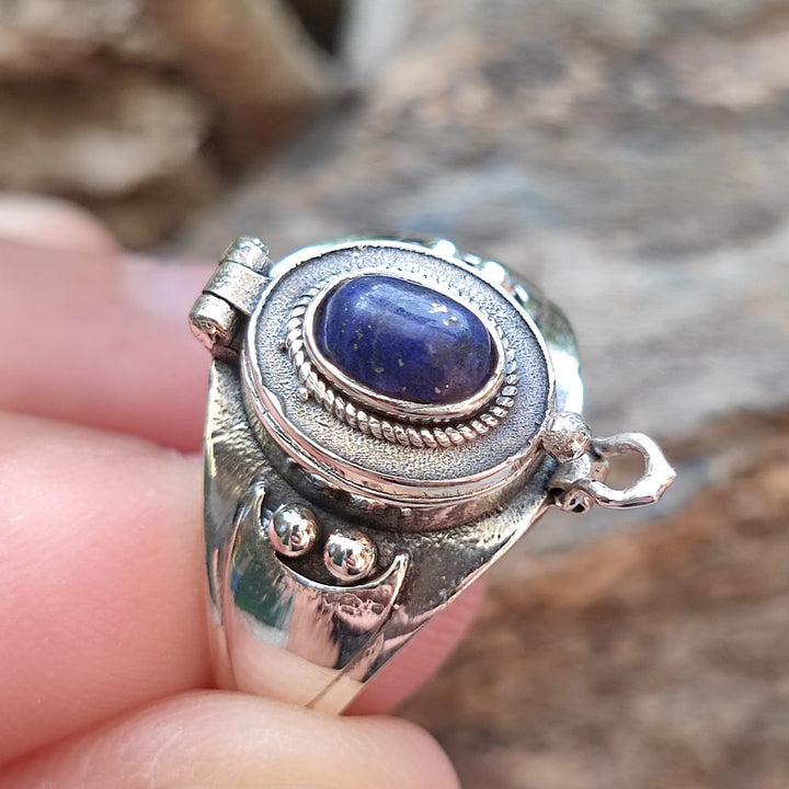 Anello veleno in argento 925 lapislazzuli - ZAHIRA