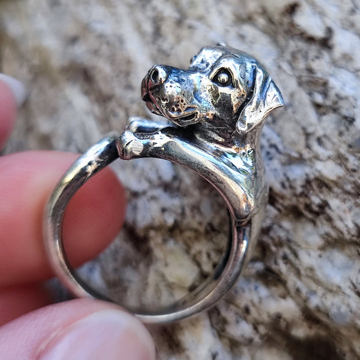 Anello a fascia con cane in argento 925 - FIDO