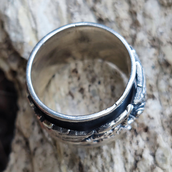 Anello fascia in argento 925 con drago - BUDWARA