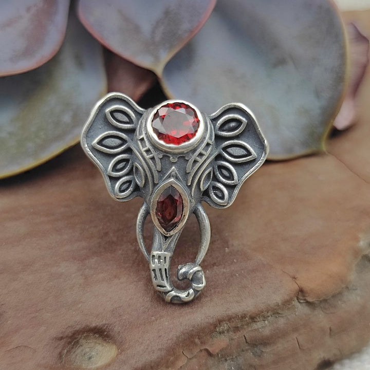 Anello etnico elefante in argento 925 con pietra  - ATAIKULA