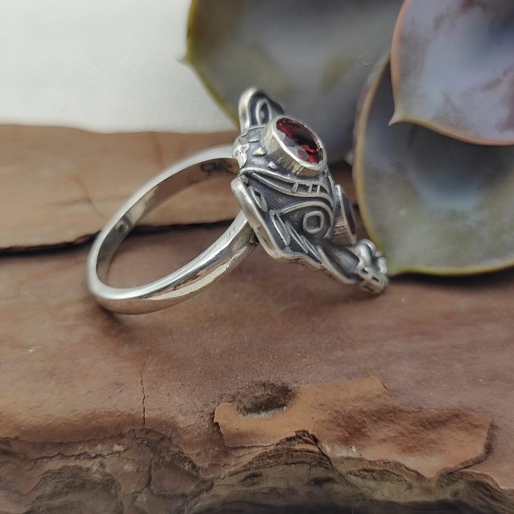 Anello etnico elefante in argento 925 con pietra  - ATAIKULA