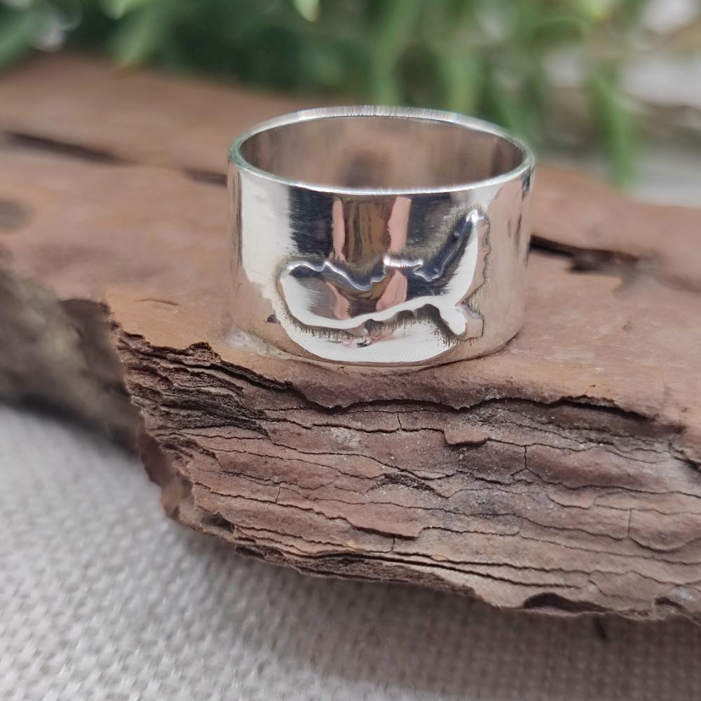 Anello a fascia alta con Isola d'Elba - Elba Island#materiale_argento-925