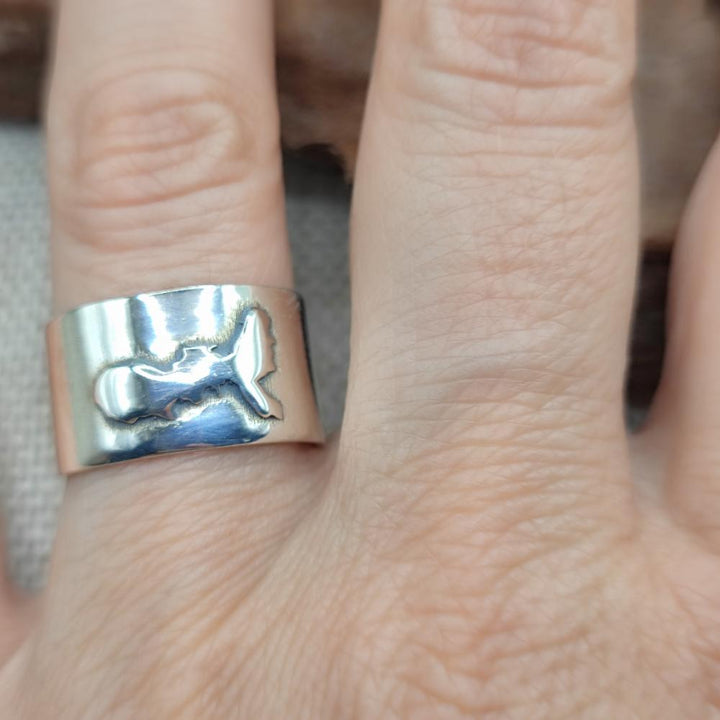 Anello a fascia alta con Isola d'Elba - Elba Island#materiale_argento-925