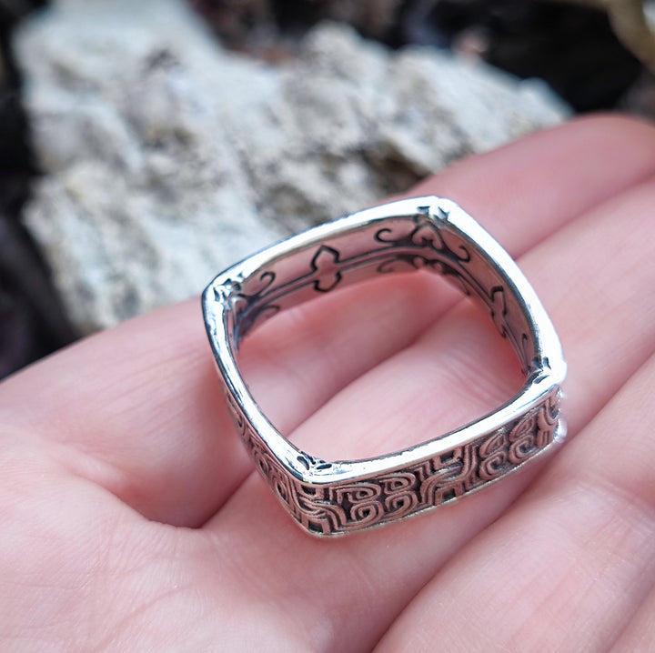 Anello a fascia quadrata in argento 925 - BARMER