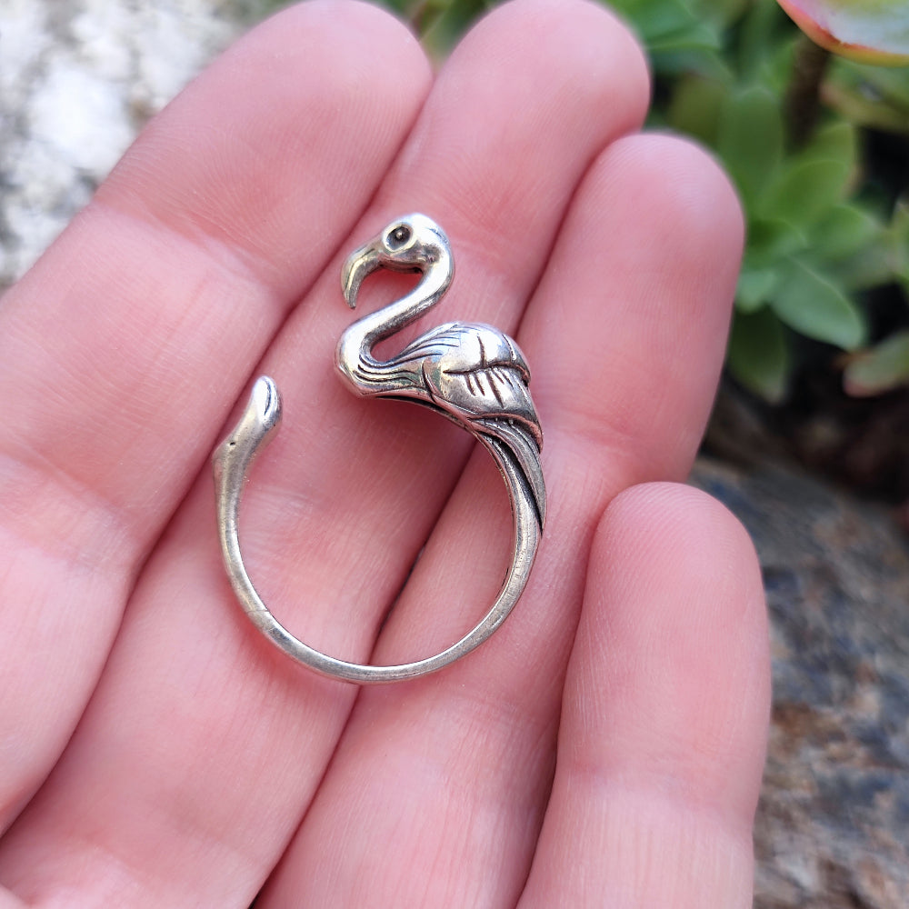 Anello etnico a fascia in argento 925 - FENICOTTERO