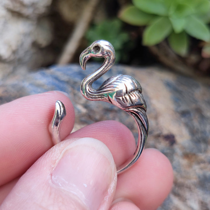 Anello etnico a fascia in argento 925 - FENICOTTERO