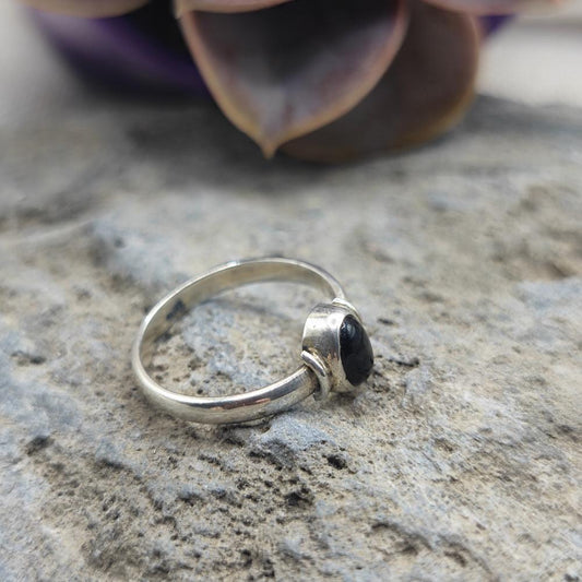 Anello etnico in argento 925 onice nero - YASMINA