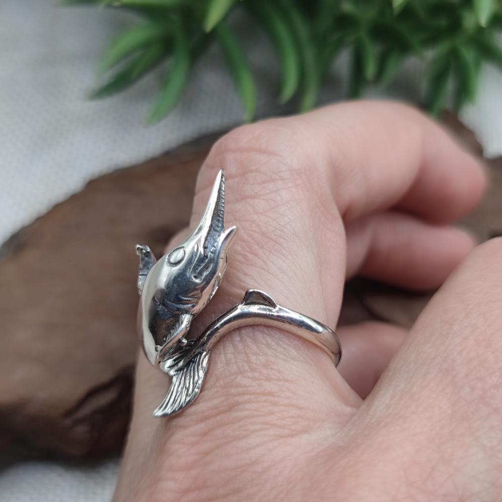 Anello in argento 925 con pesce spada - KUSMI