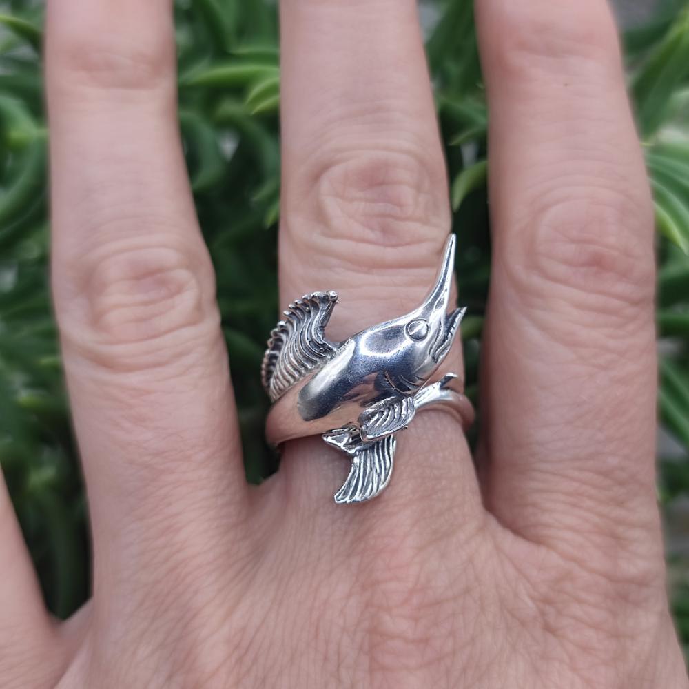 Anello in argento 925 con pesce spada - KUSMI