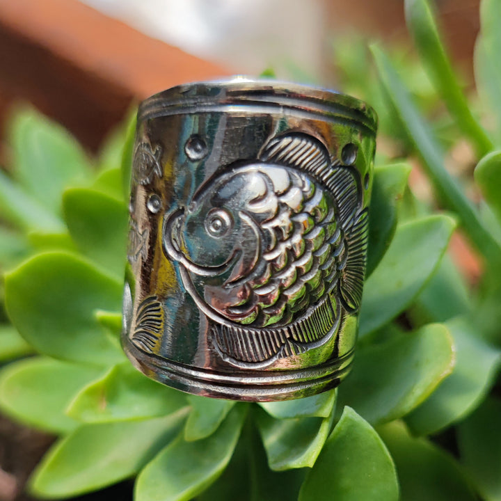 Anello in argento antico con pesce - RAIPUR