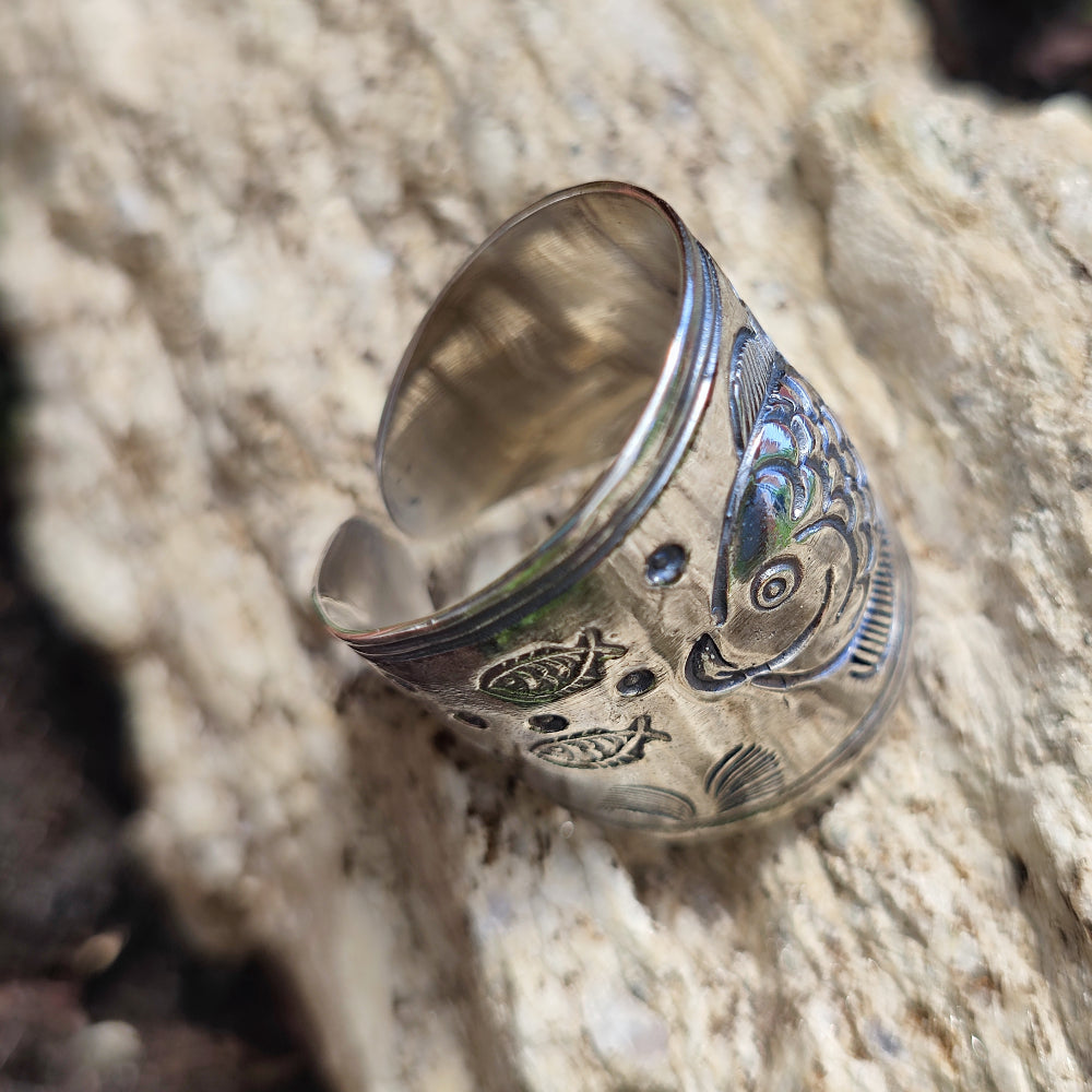 Anello in argento antico con pesce - RAIPUR