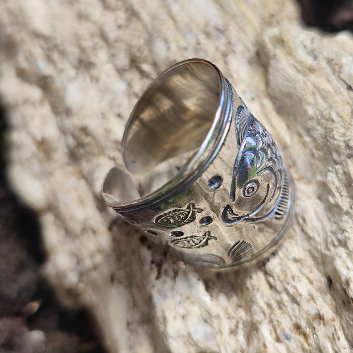 Anello in argento antico con pesce - RAIPUR
