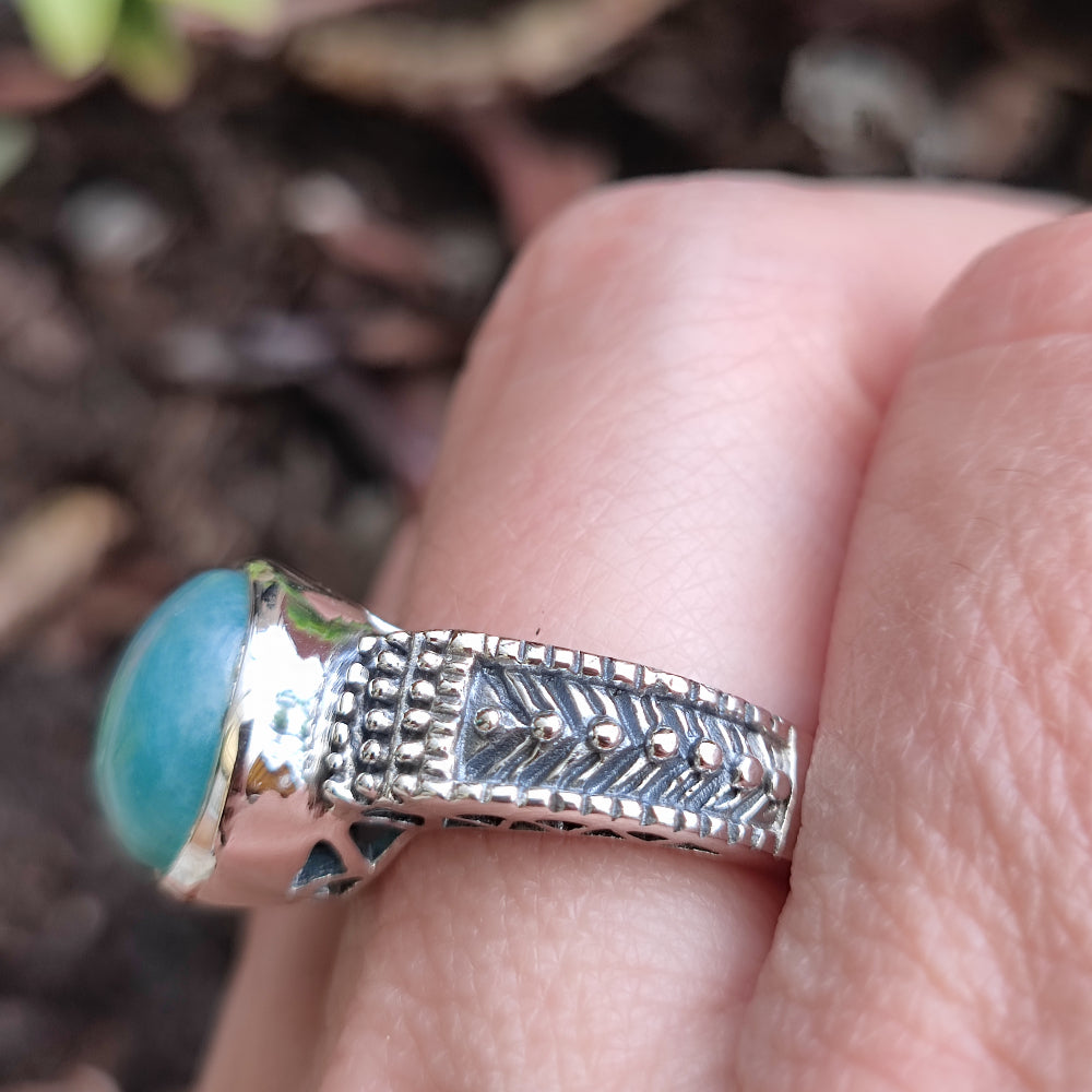 Anello etnico in argento 925 con amazzonite - BLADIYA