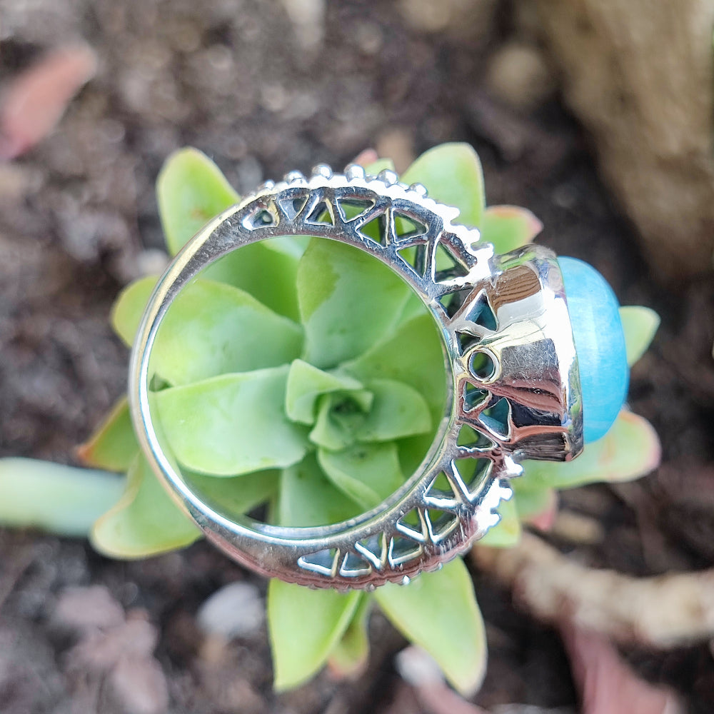 Anello etnico in argento 925 con amazzonite - BLADIYA
