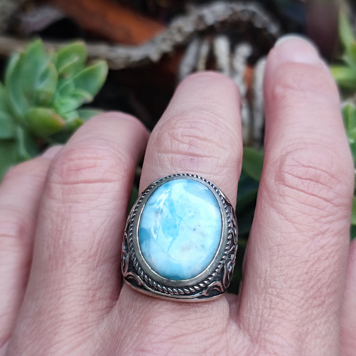 Anello etnico con pietra in argento 925 - BANKRA