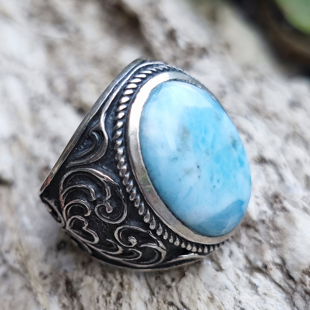 Anello etnico con pietra in argento 925 - BANKRA