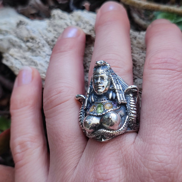 Anello etnico in argento 925 con pietra - CLEOPATRA