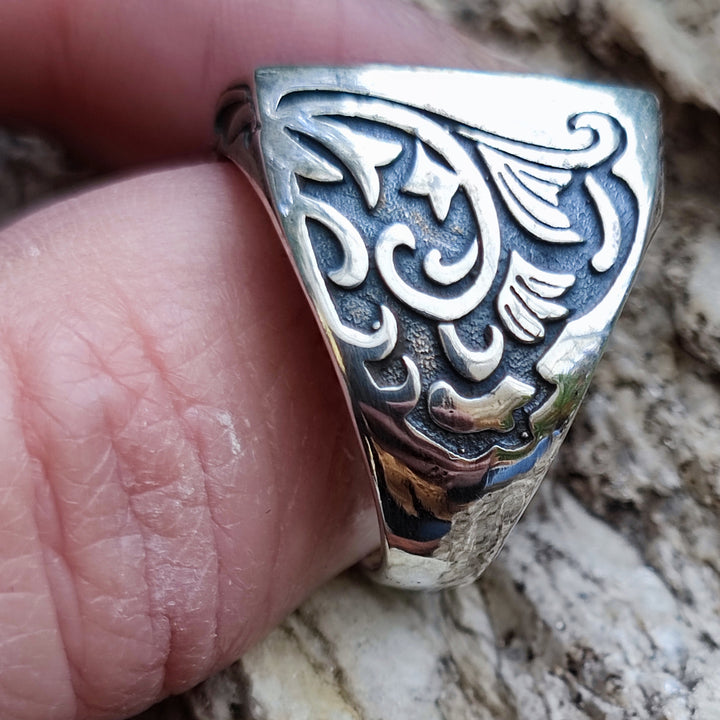 Anello etnico in argento 925 con pietra - GAMPAPULI