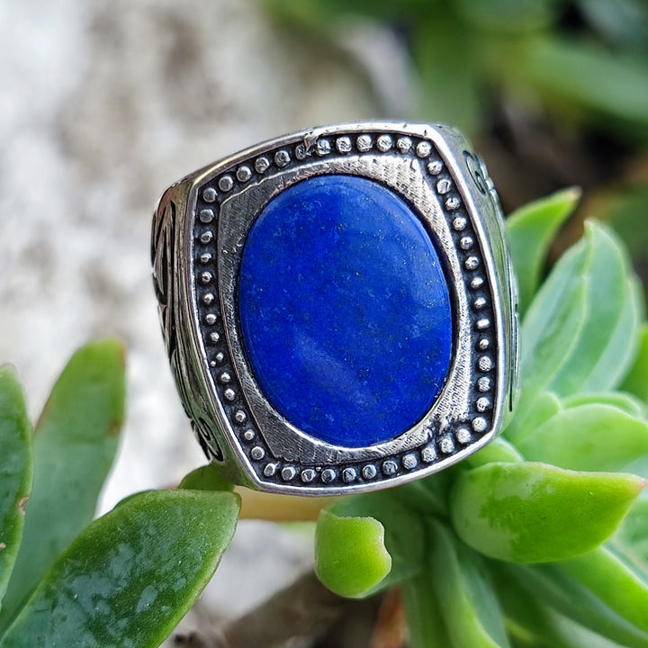 Anello etnico in argento 925 con pietra - GAMPAPULI