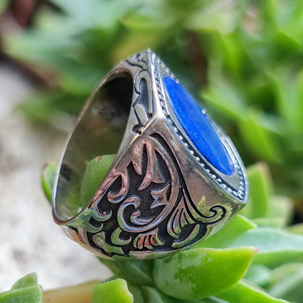 Anello etnico in argento 925 con pietra - GAMPAPULI