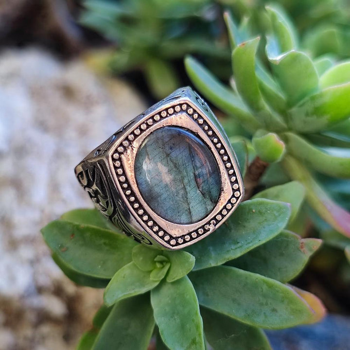 Anello etnico in argento 925 con pietra - GAMPAPULI