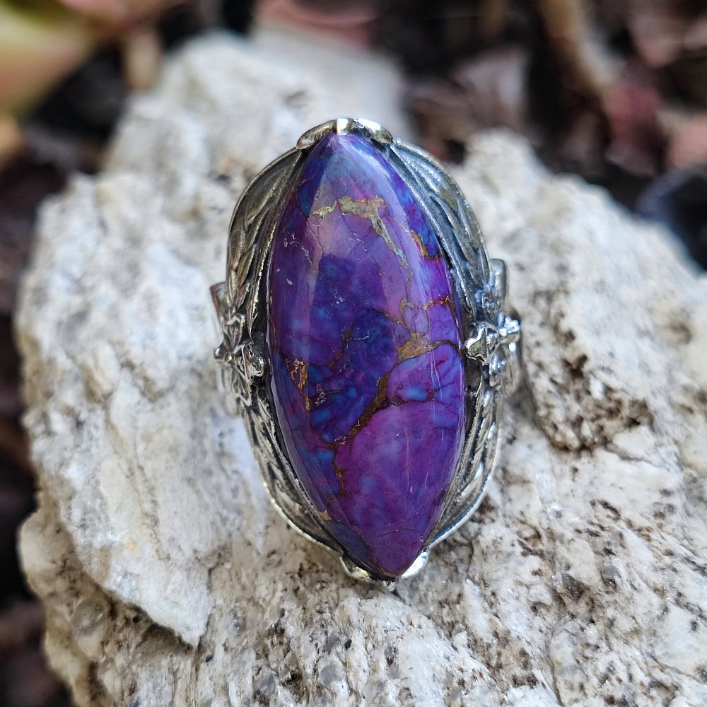 Anello etnico in argento 925 con pietra - GYARAM