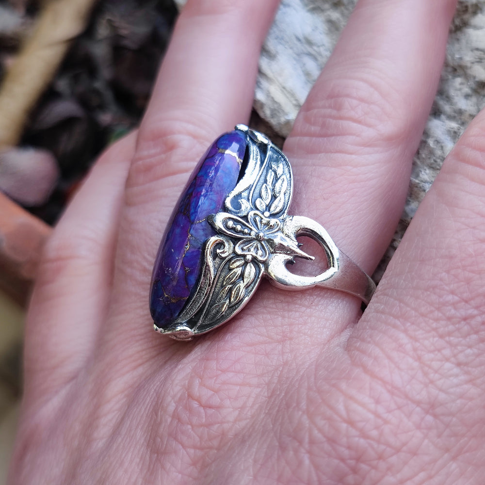 Anello etnico in argento 925 con pietra - GYARAM