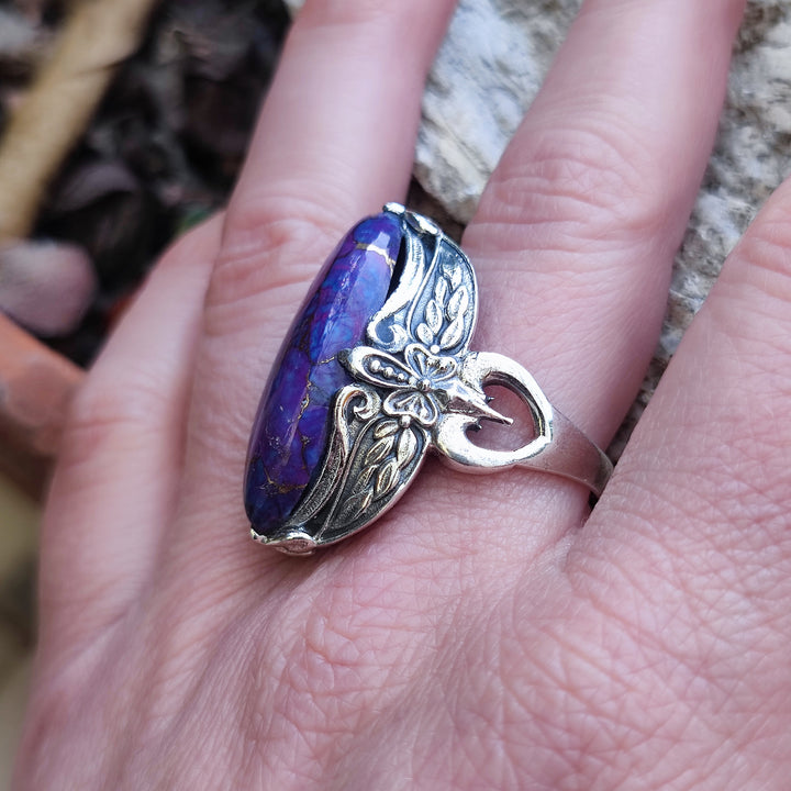 Anello etnico in argento 925 con pietra - GYARAM