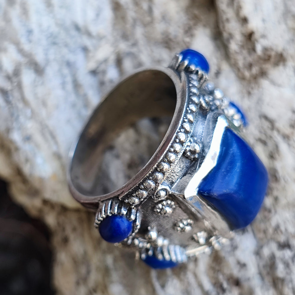 Anello etnico in argento 925 con pietra - HARUR