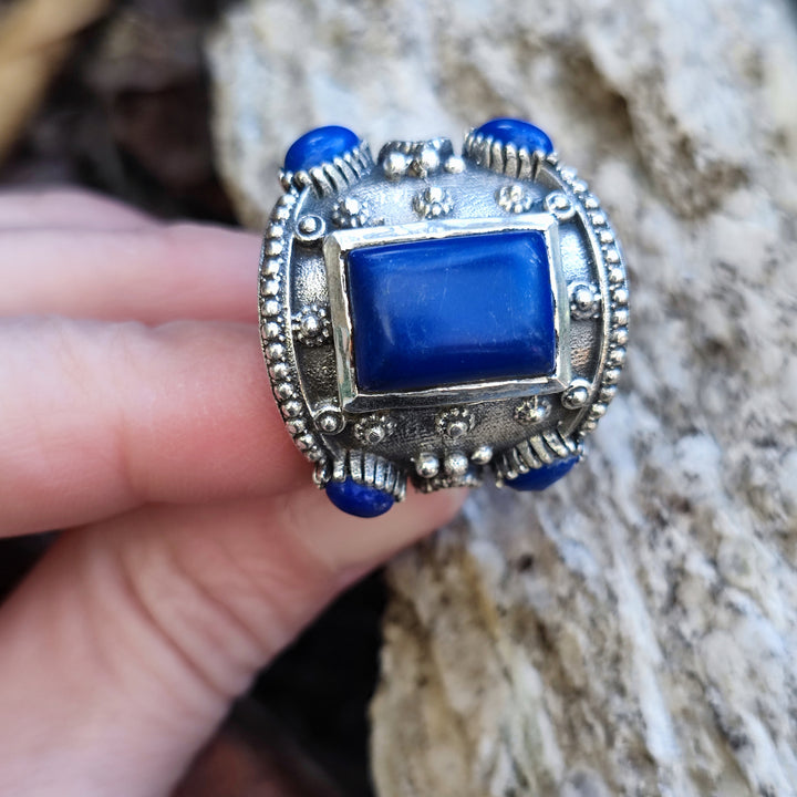 Anello etnico in argento 925 con pietra - HARUR