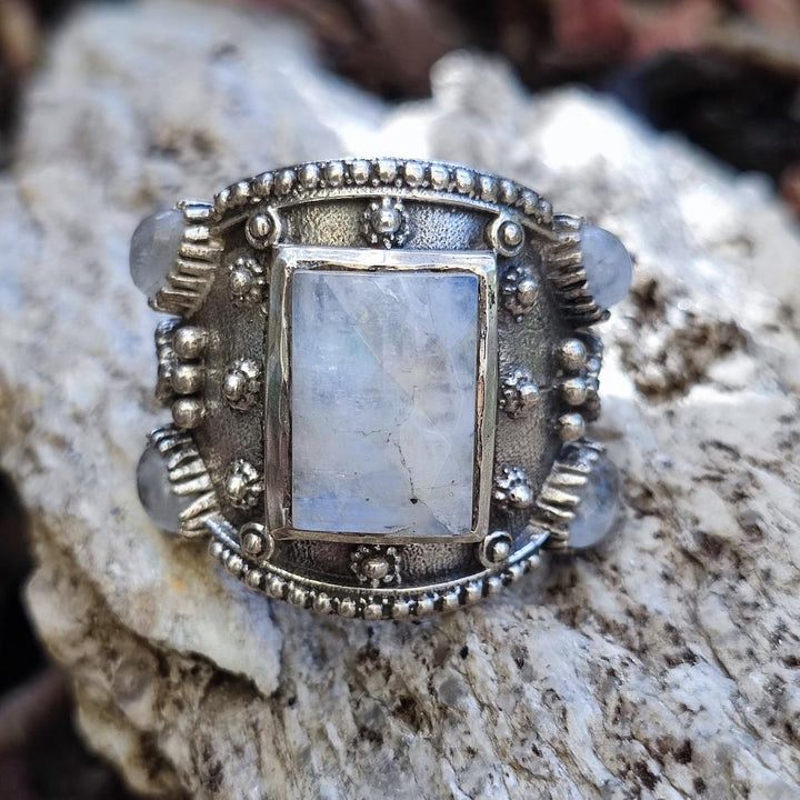 Anello etnico in argento 925 con pietra - HARUR