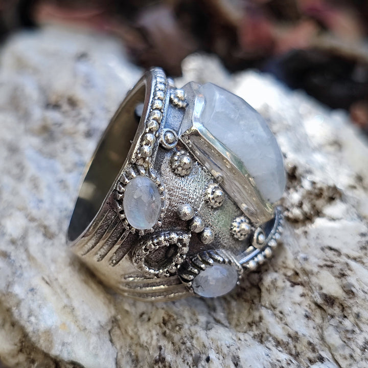 Anello etnico in argento 925 con pietra - HARUR