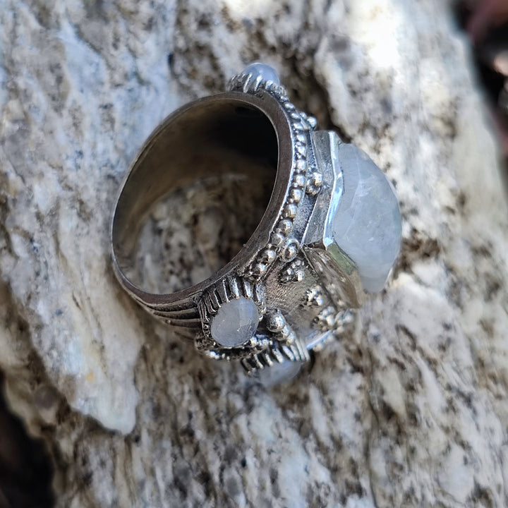 Anello etnico in argento 925 con pietra - HARUR