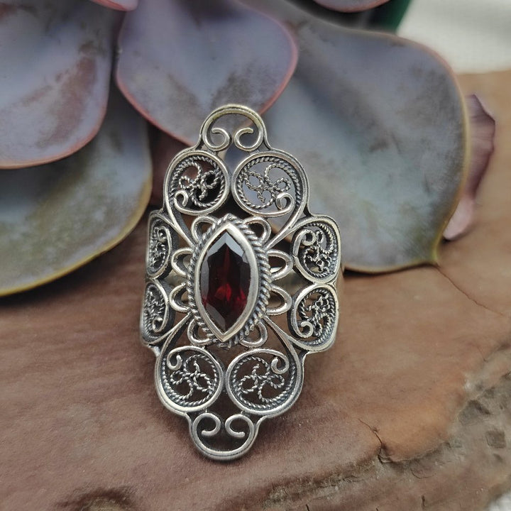 Anello etnico in argento 925 con pietra - JIRAT