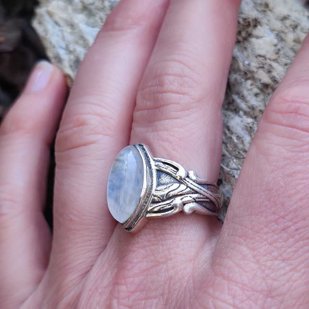 Anello etnico con pietra in argento 925 - KALIKIRI