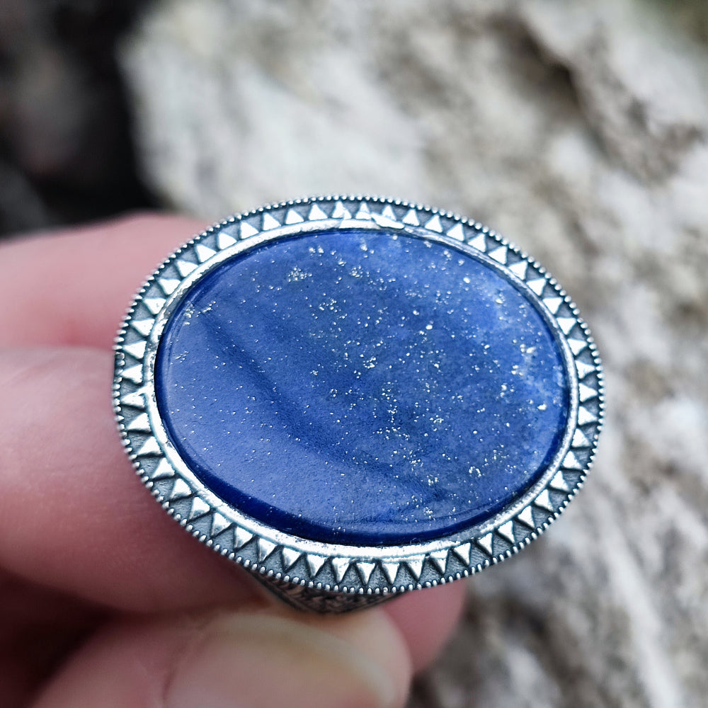 Anello etnico in argento 925 con pietra - KHALAN