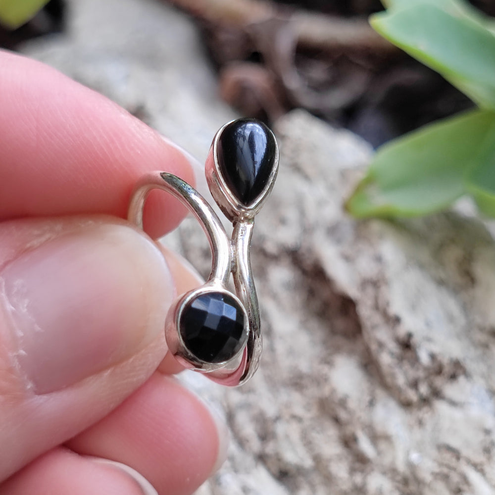 Anello etnico in argento 925 con pietra - MADHYA