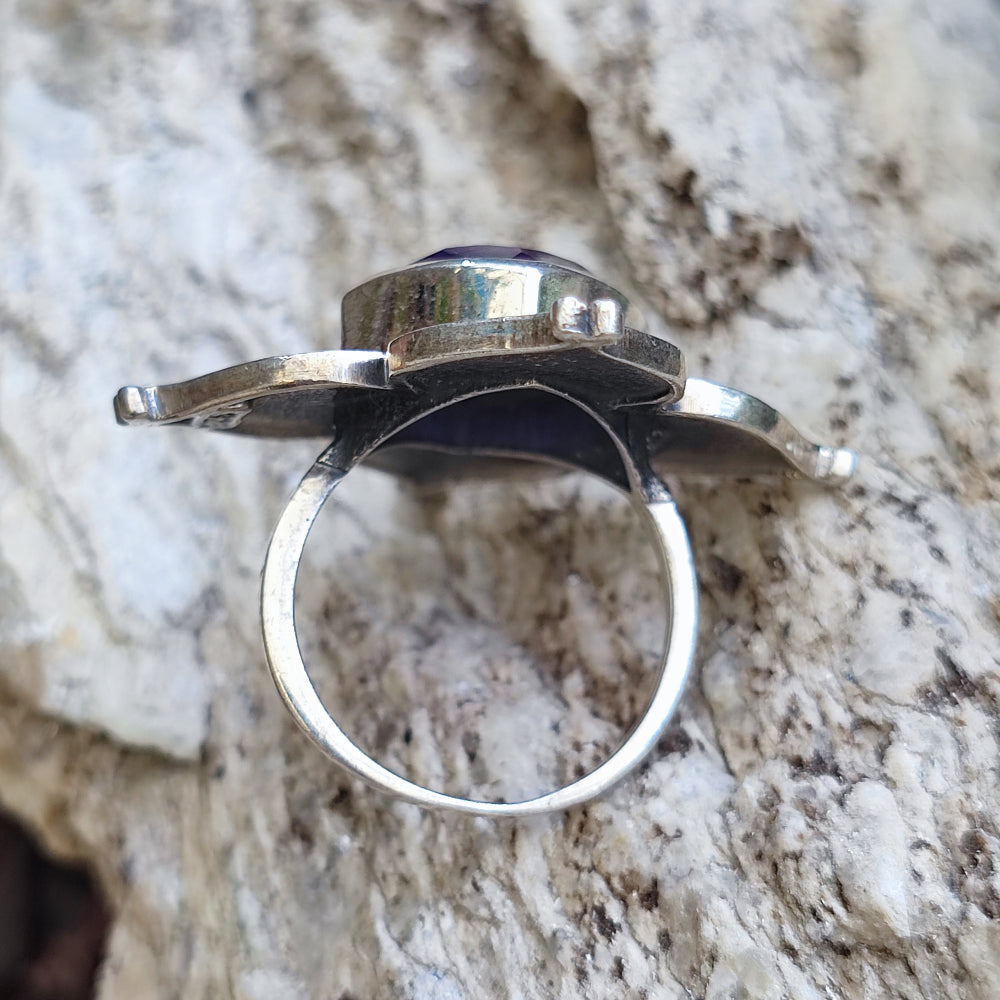 Anello etnico con pietra in argento 925 - MARELLA